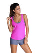 Sexy Grey Sports Bra Tankini Swimsuit with Rosy Vest